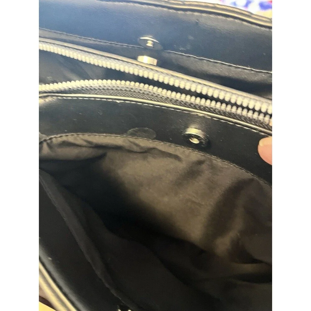 Nine West Black Quilted Satchel Top Handle Bag Detachable Strap Inner Pockets